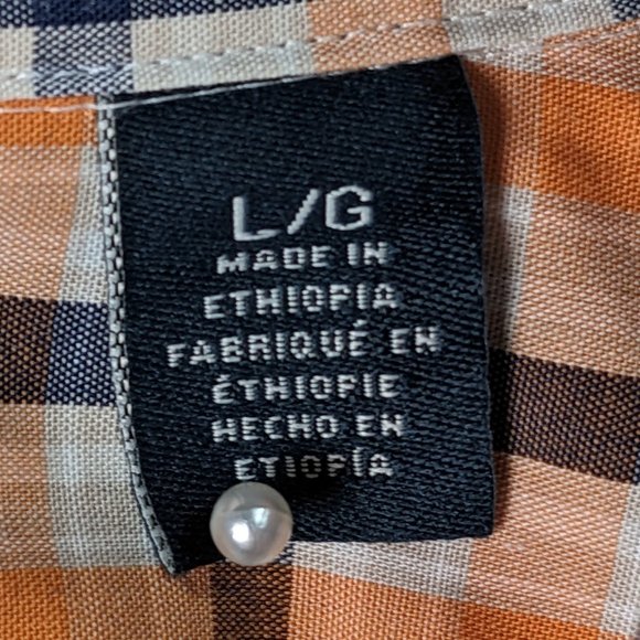 Arrow* Men's Short Sleeve Button Down Curved Hem Double Pocket Shirt~ Size Large - Picture 6 of 13